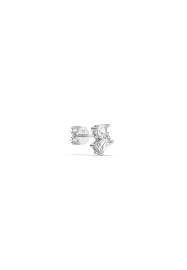 0.94ct TDW Toi Et Moi Brilliant Duo Lab-Grown Diamond Stud Earrings in 14K White Gold D/E-VVS/VS