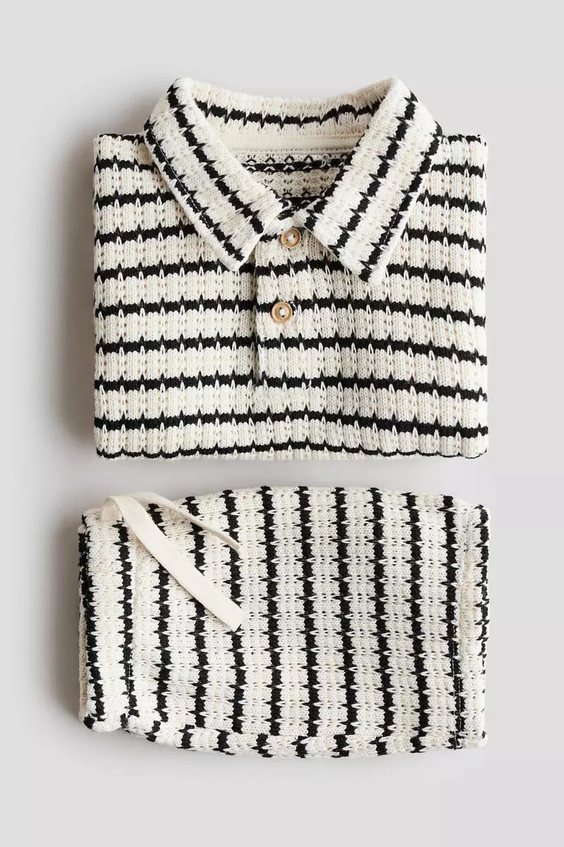 2-piece hole-knit cotton set