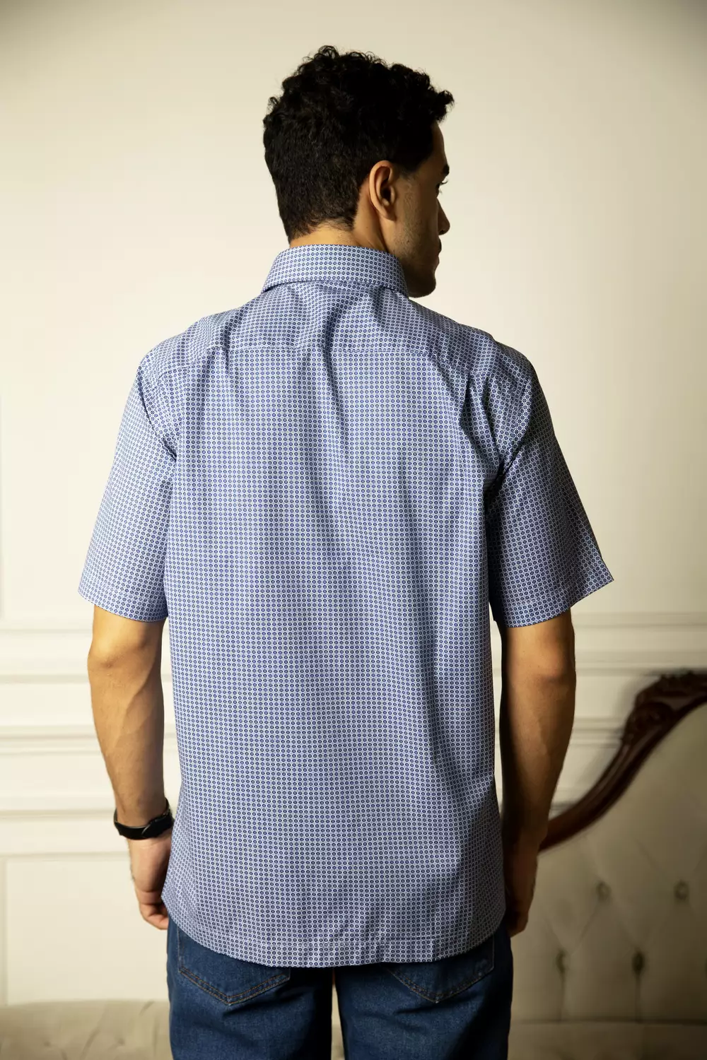 Kemeja Lengan Pendek Pierre Cardin TechnoShirt Orion Storm Blossom - Blue Cotton Smart Casual