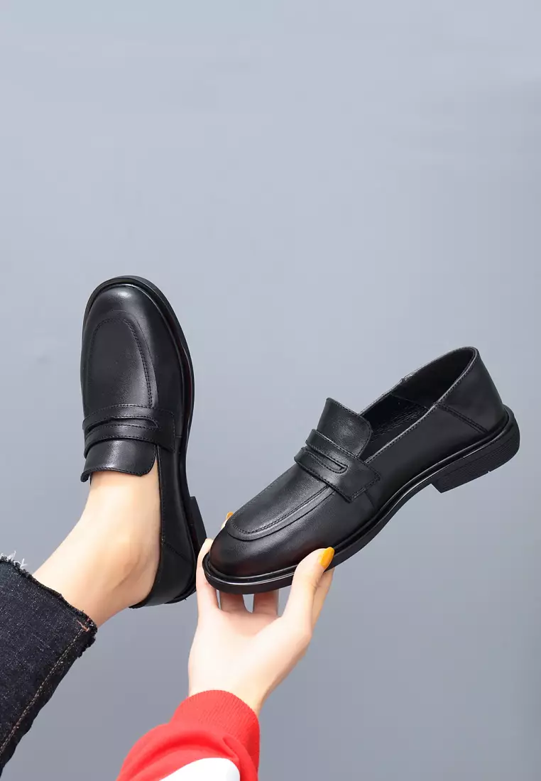 Square Toe Cow Leather Flexible Loafers BS2087