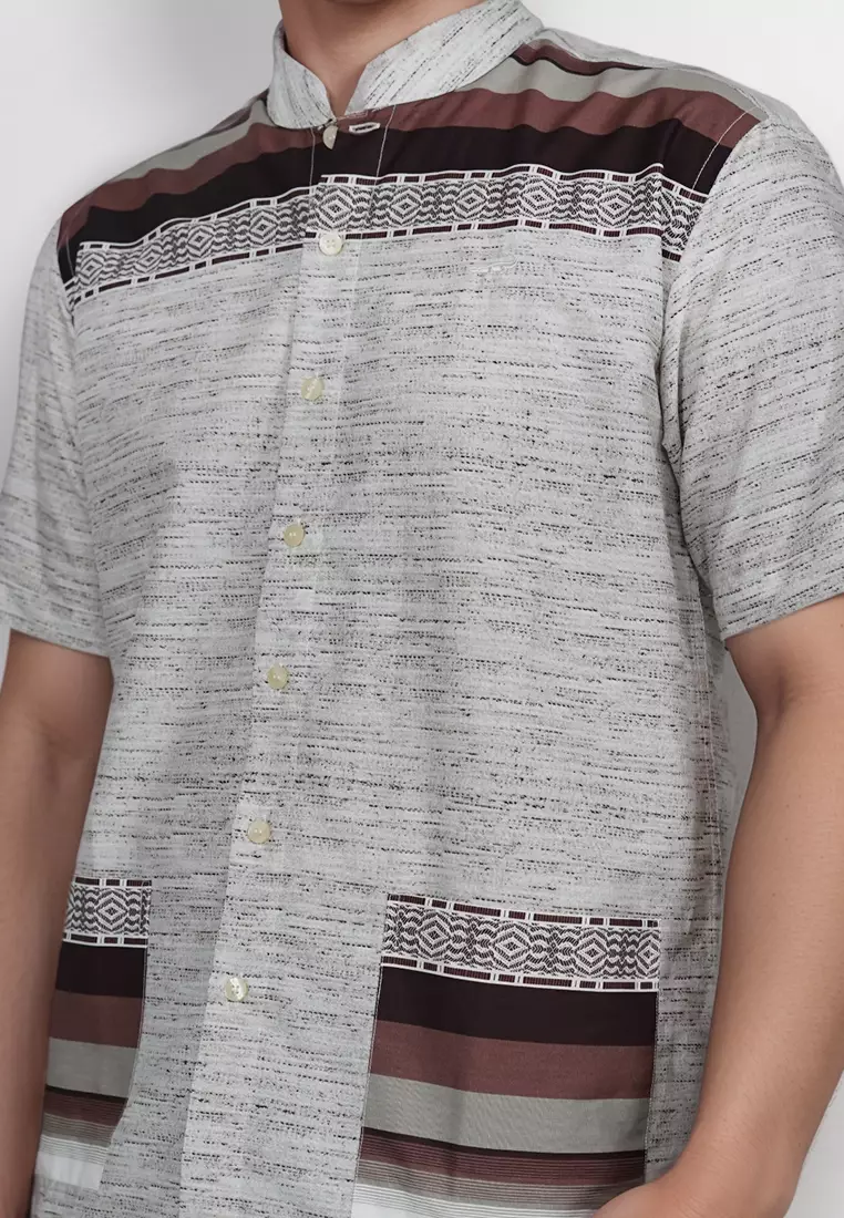 Crocodile KOKO Katun | Lengan Pendek | Corak Batik Men Shirt Kemeja | Relax Fit 1170