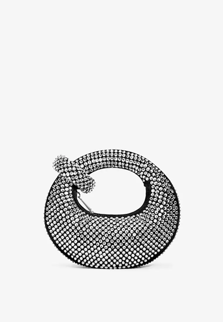 Abacus Artificial Crystal Mini Top Handle Bag - Black