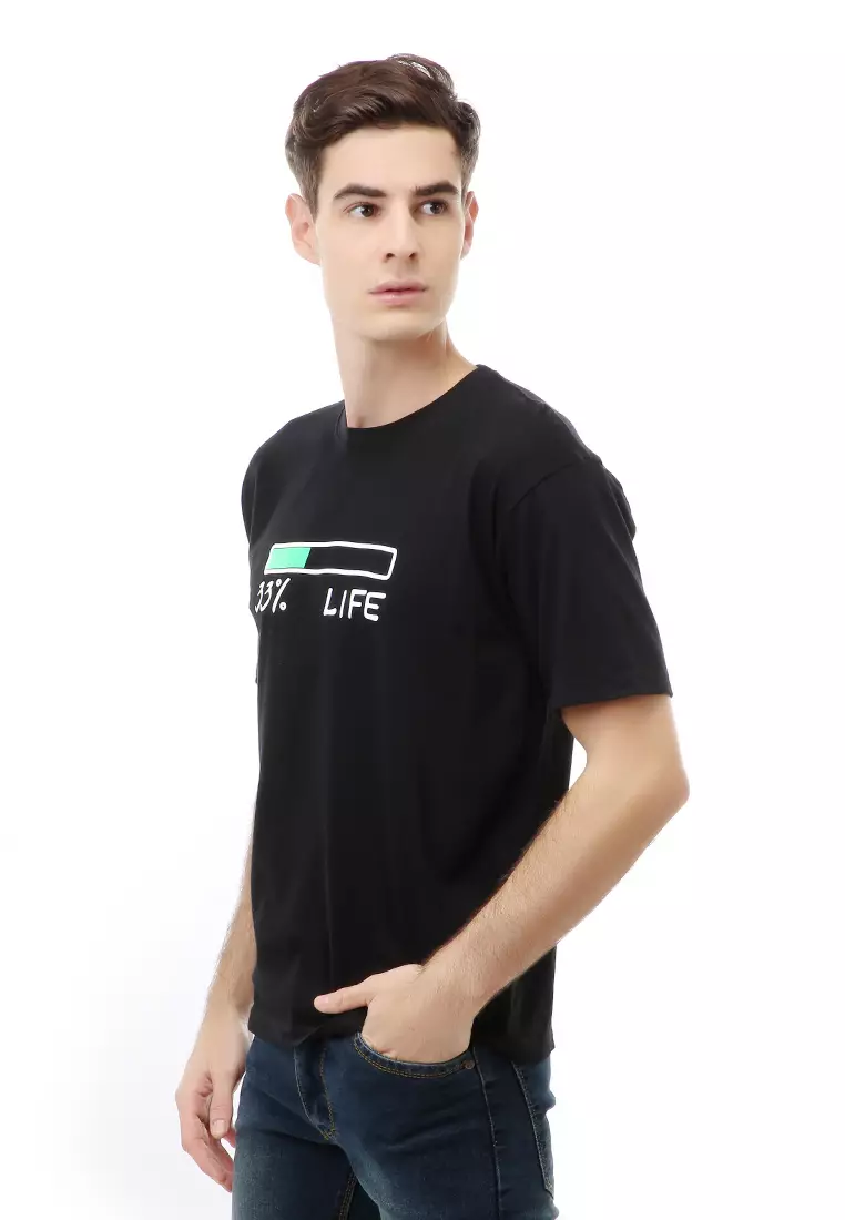 Jack T-Shirt Atasan Kasual Kaos Pria Life Lengan Pendek Material Cotton ORIGINAL - Black