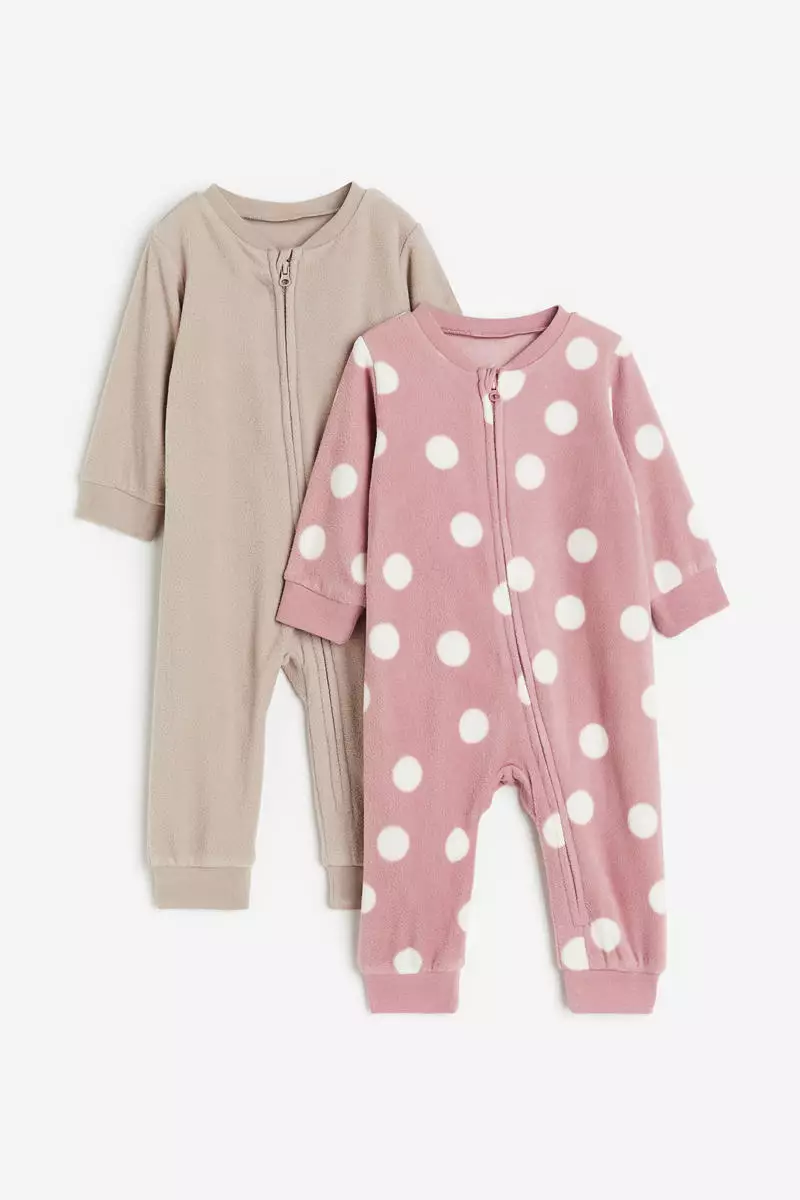 Buy H&M 2pack fleece zipup sleepsuits Online ZALORA Malaysia