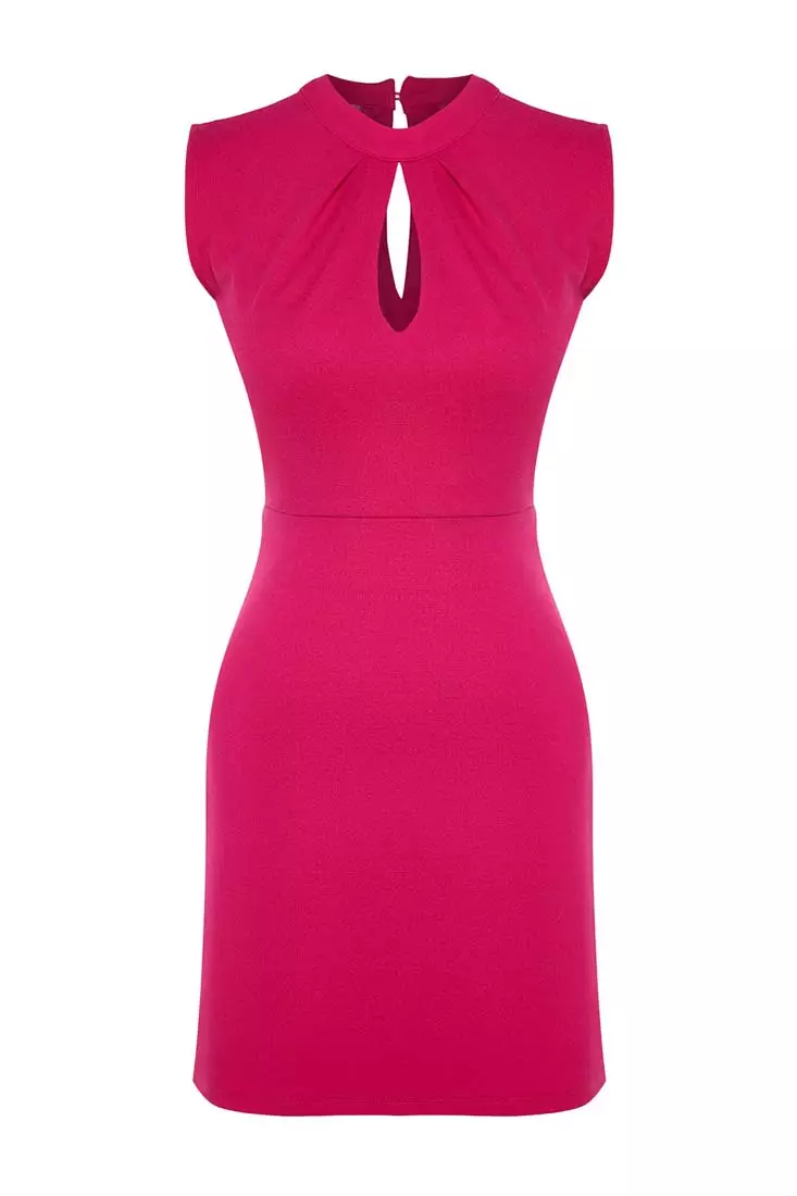 Pleated Detailed Crepe Knitted Dress