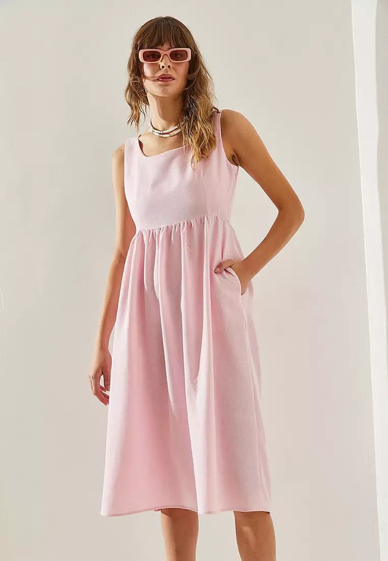 Women's Thick Strap Gabardine Linen 5936 Dress 60251390