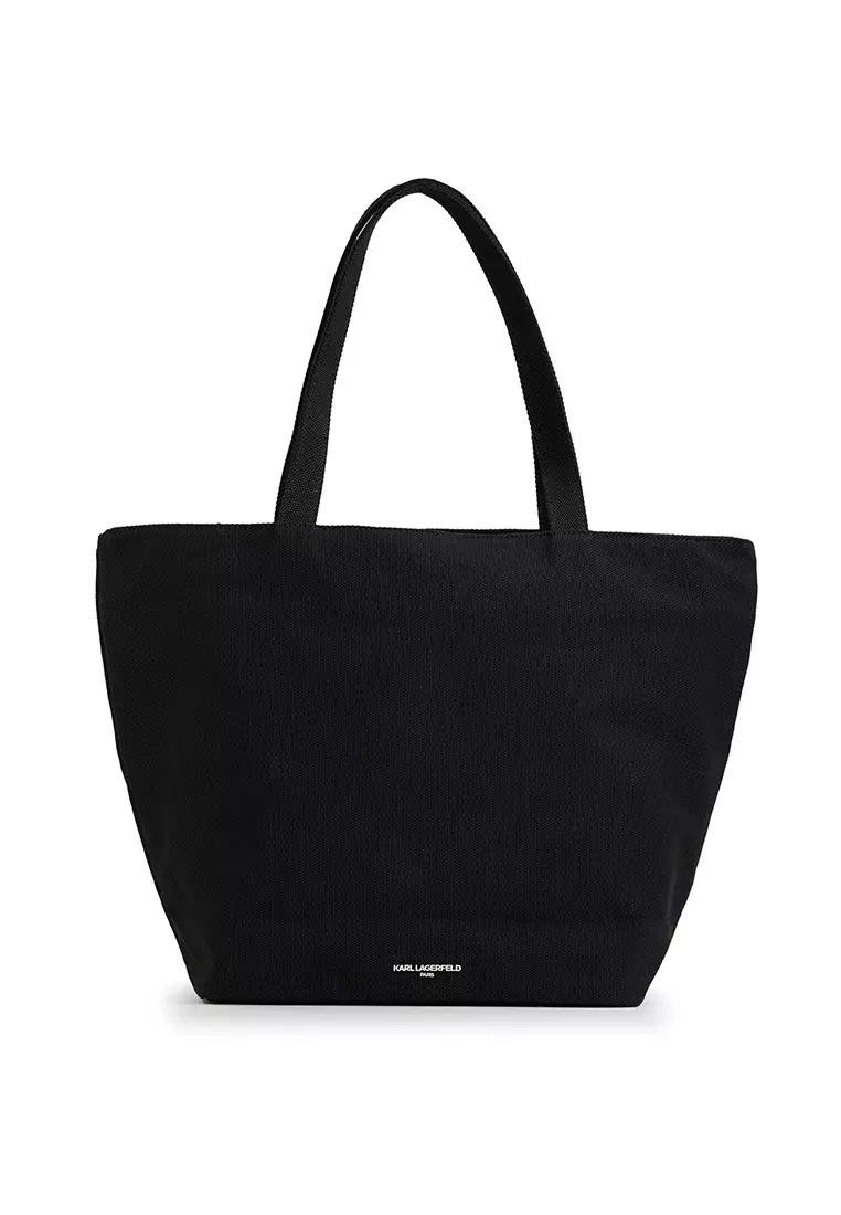 Karl Lagerfeld Cannes Canvas Tote - Black Silver