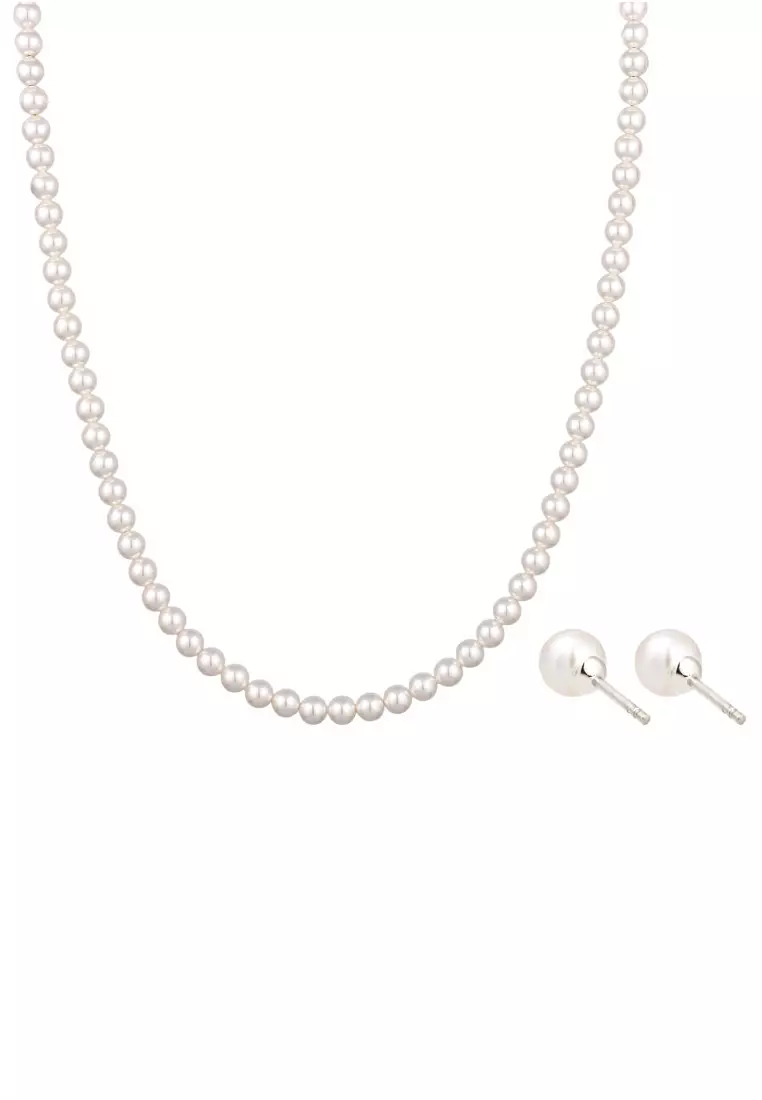 Set Perhiasan Perak 925 Wanita Stud Swarovski® Pearl