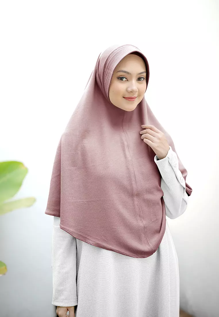 Alayya Bergo Knit | Hijab Instan | Kerudung Pad - Dry Rose 