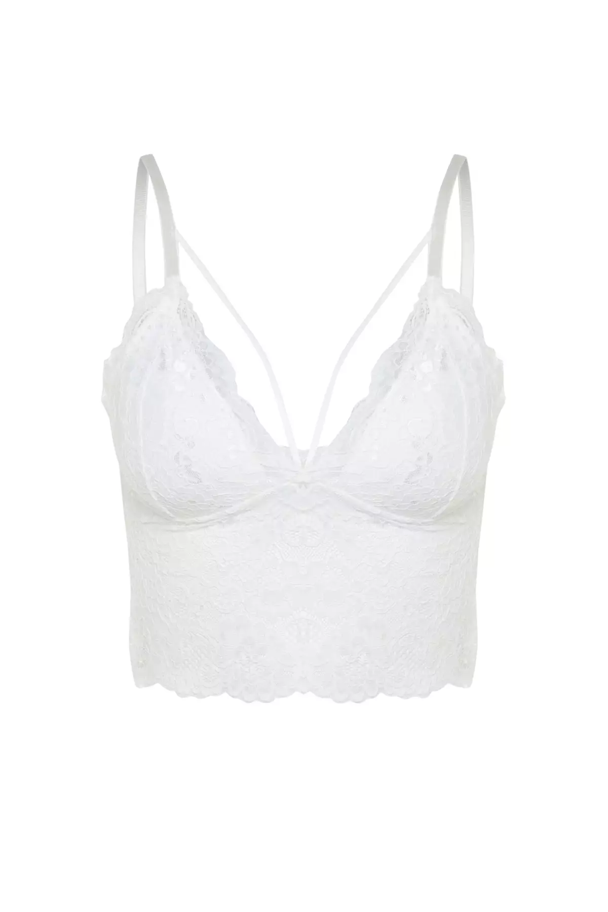 Trendyol White Lace Triangle Bustier With Piping Detailed 2024, Buy  Trendyol Online