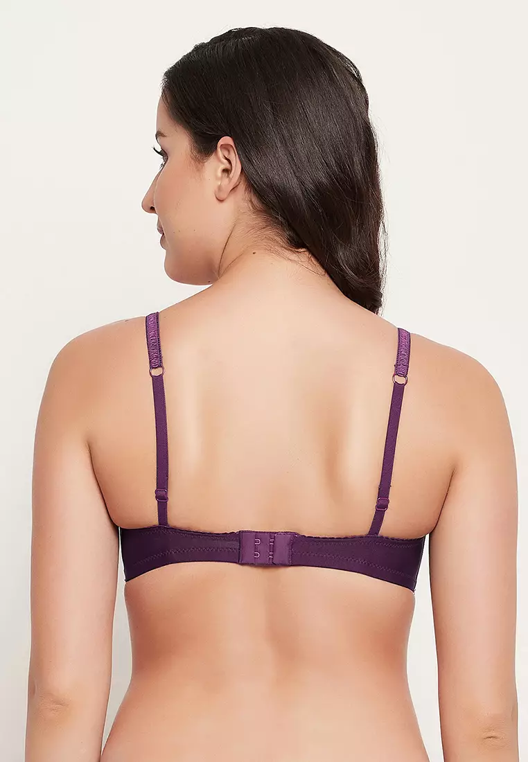 Clovia Level 1 Push-Up Padded Underwired Demi Cup T-shirt Bra in Purple