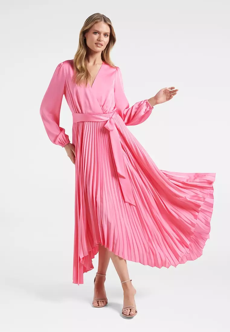 Buy Ever New Ellery Petite Pleated Wrap Midi Dress 2024 Online | ZALORA ...