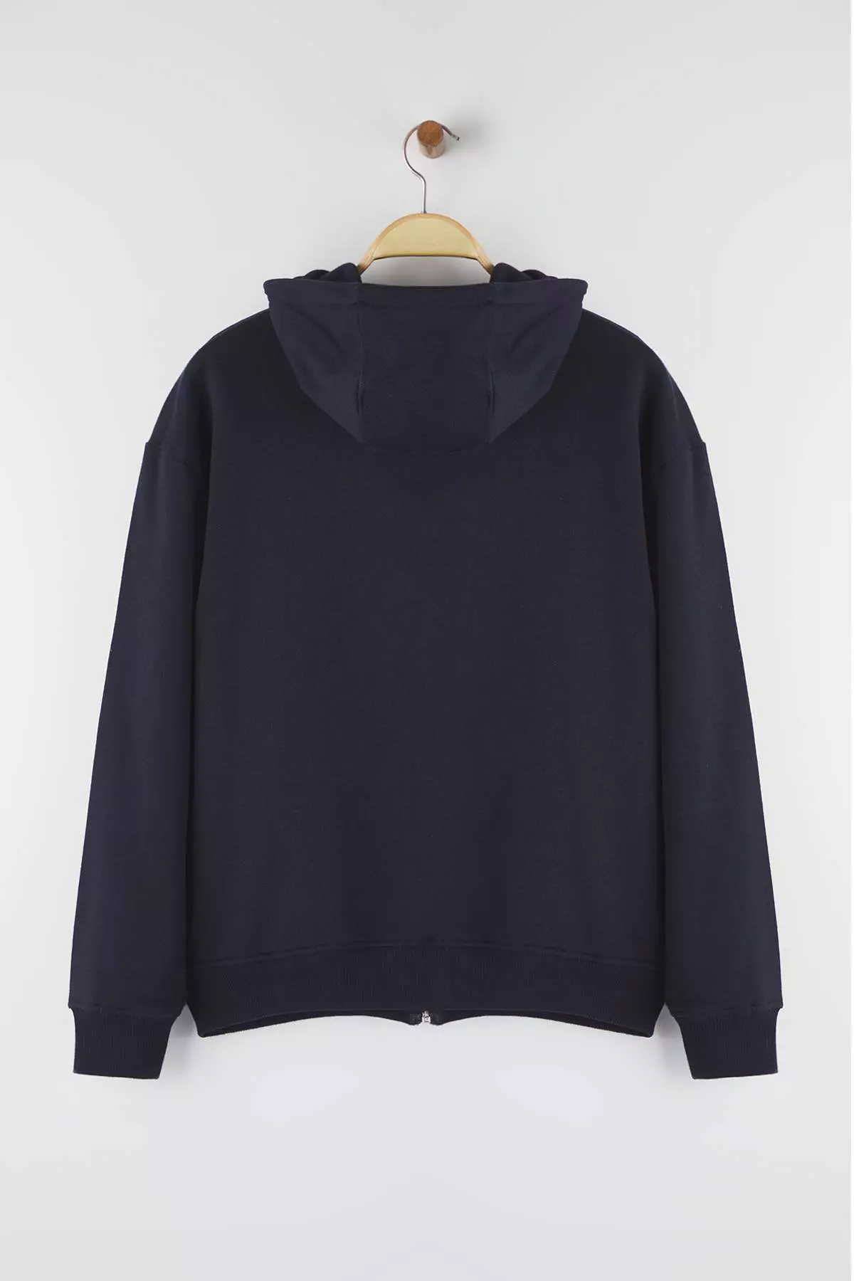 Navy Blue Oversize/Wide Cut Zippered Warm Hooded Sweatshirt-Cardigan