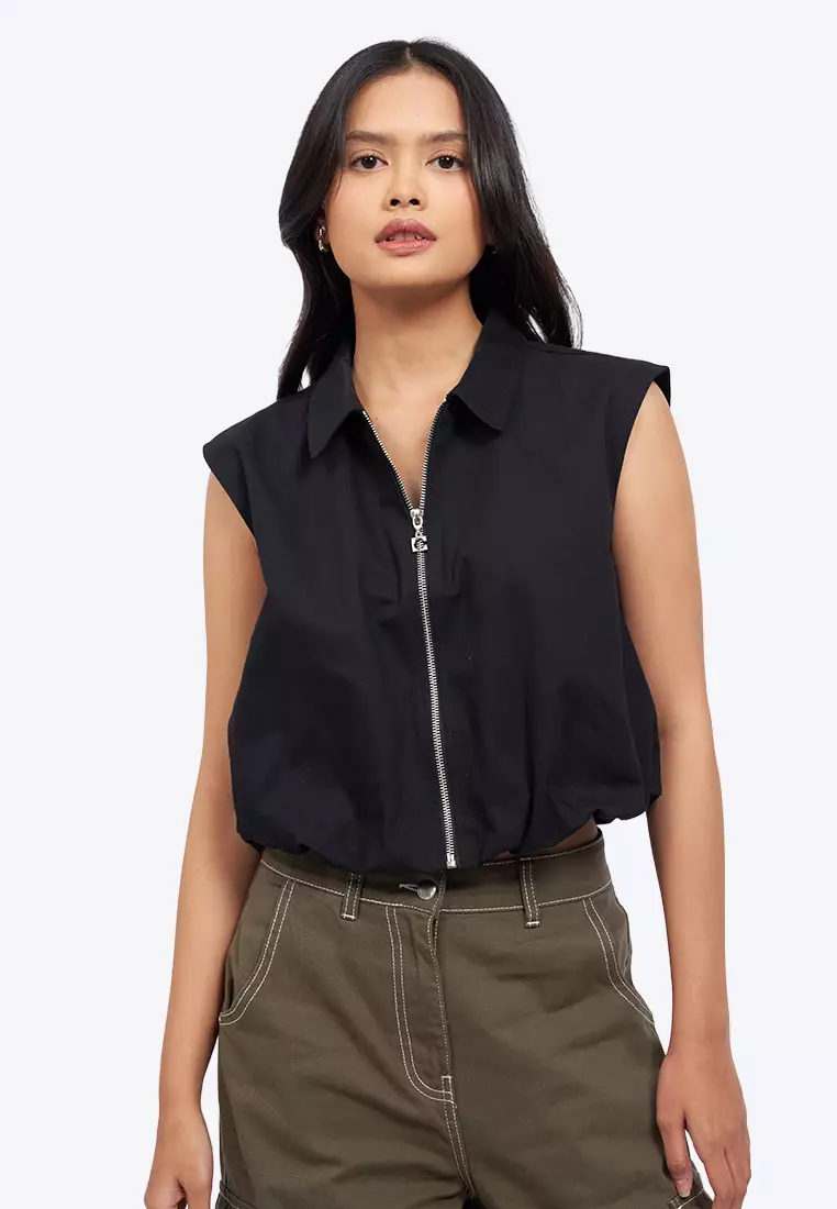 Zip Up Collared Vest