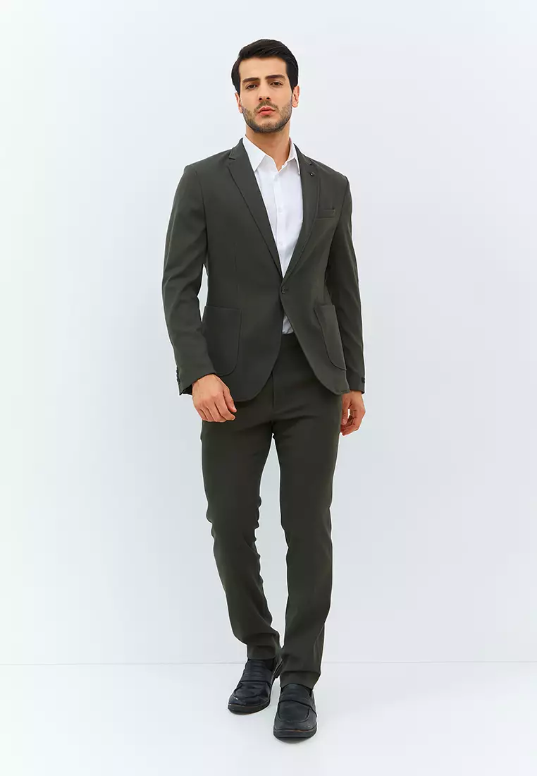 Jobb Rickman-T1 Blazer Pria Slim Fit Olive