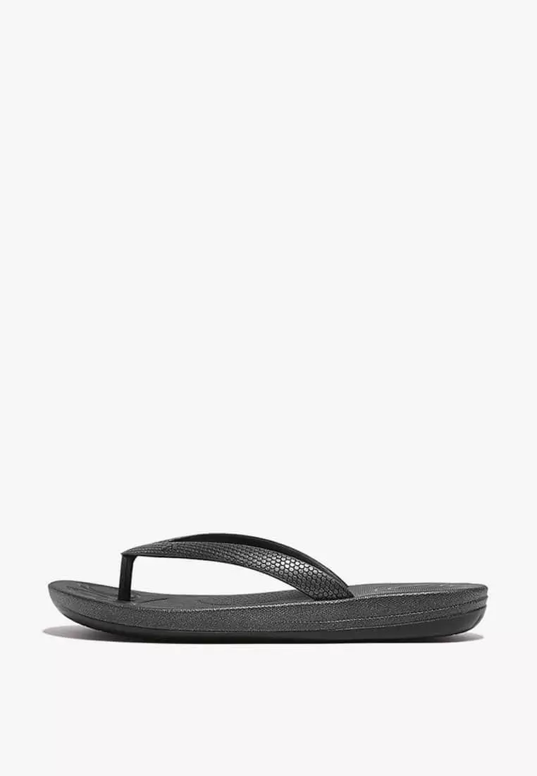 Discount on Fitflop  shoes - SKU: Fitflop Iqushion Kids Junior Shimmer Ergonomic Flip-Flops Gi6-339- Black Glitter