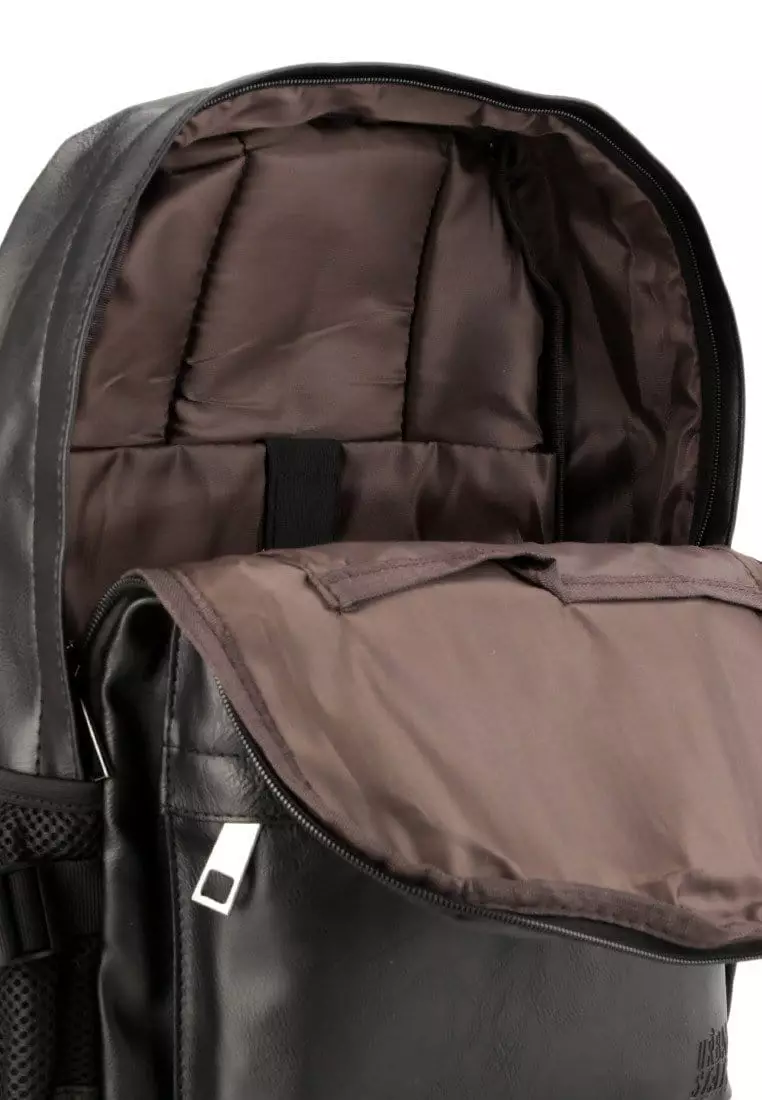 Distressed Leather Mesh Backpack