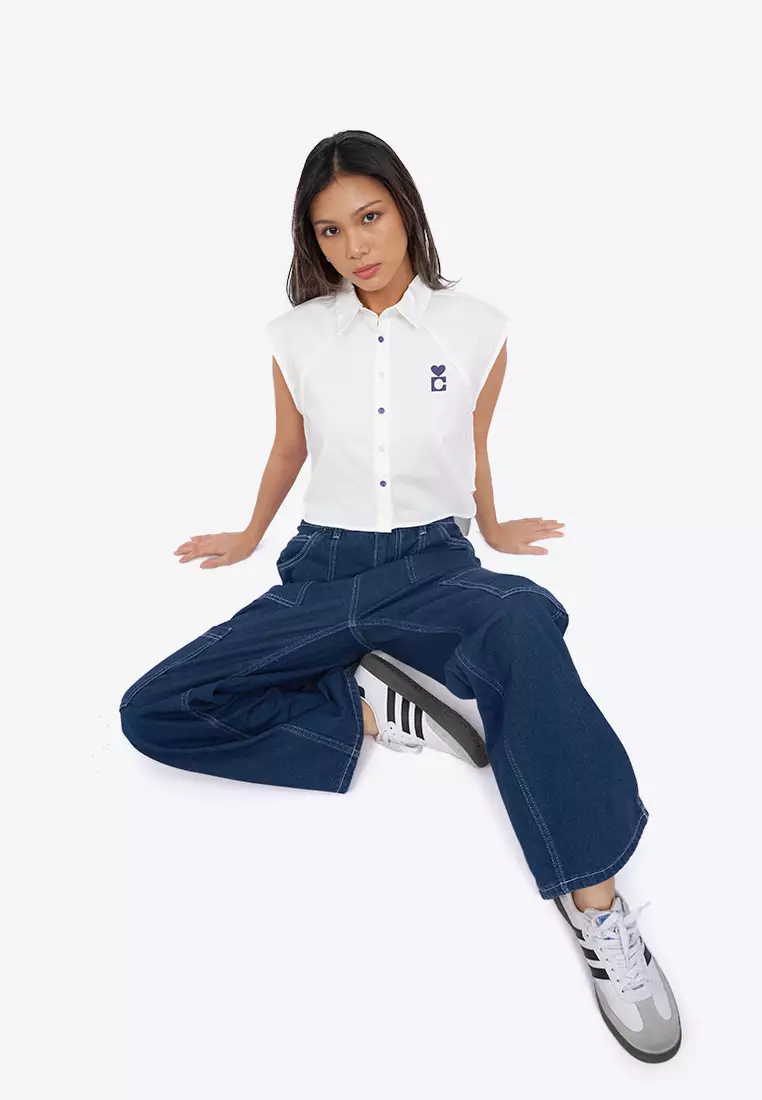 Sleeveless Button Up Shirt