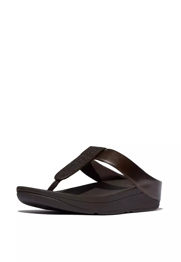 FINO Women's Glitterdust Metallic Toe-Post Sandals - Metallic Chocolate Brown (IK5-C89)