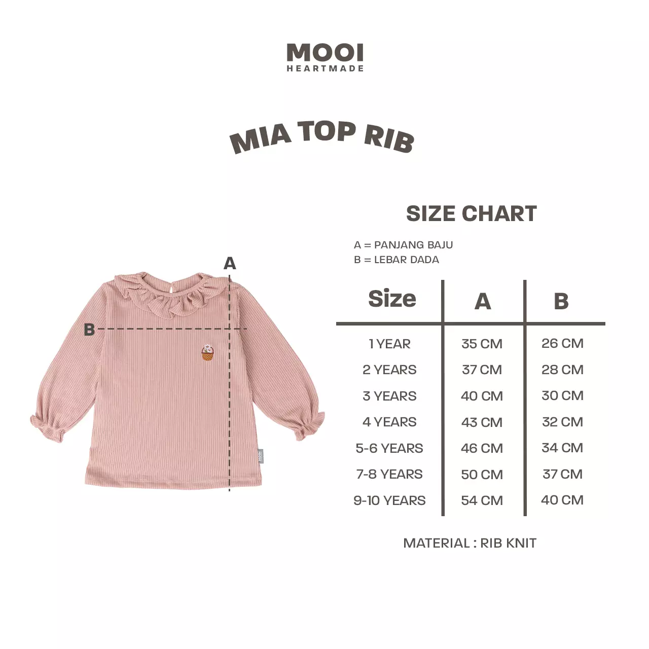 Mooi Atasan Anak Perempuan Mia Top Rib - Rye Grass