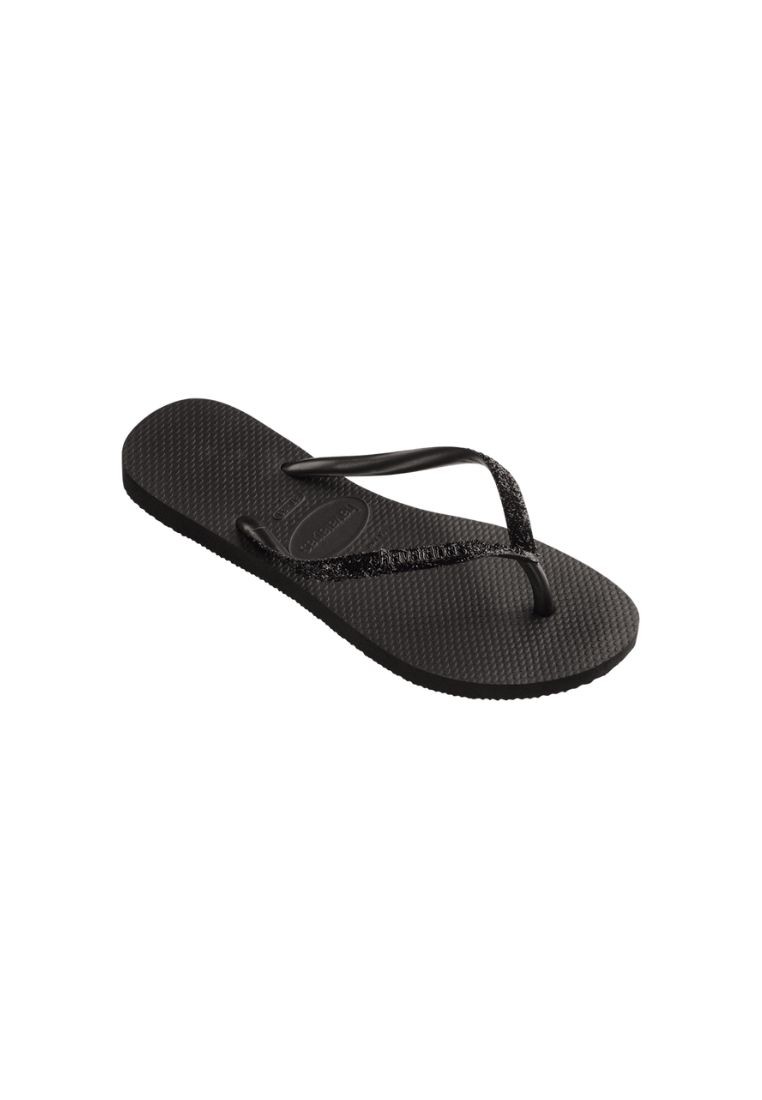 Women Slim Glitter II Flip Flops - Black/Dark Grey