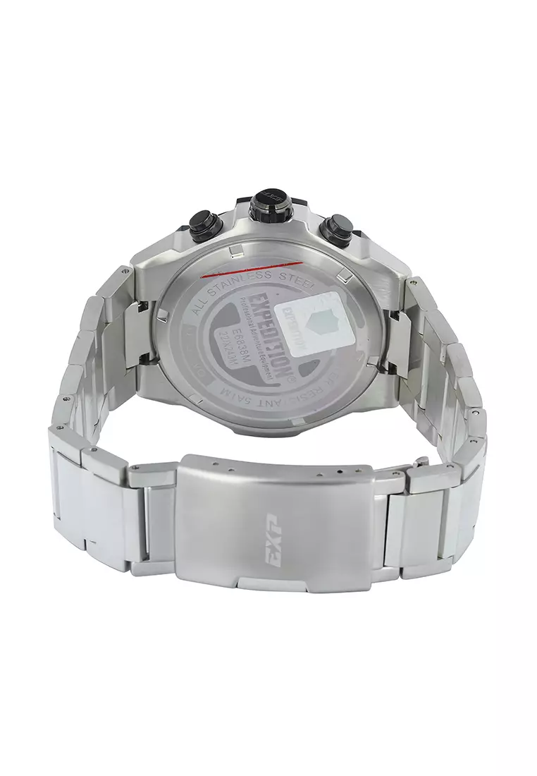 Expedition EXP - Jam Tangan Chronograph Pria - Silver Case Black Dial Stainless Steel - 6838 MCBTBBA
