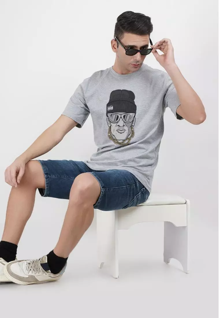 Buy QuirkyT Hip Hop Man Grey Cotton Short Sleeve Crew Neck