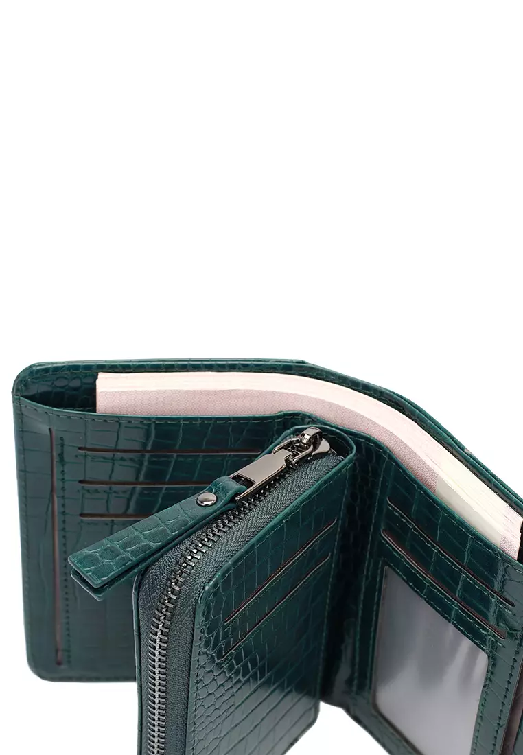 Women's Croc Wallet with Coin Compartment (Dompet Pendek Wanita) - Hijau