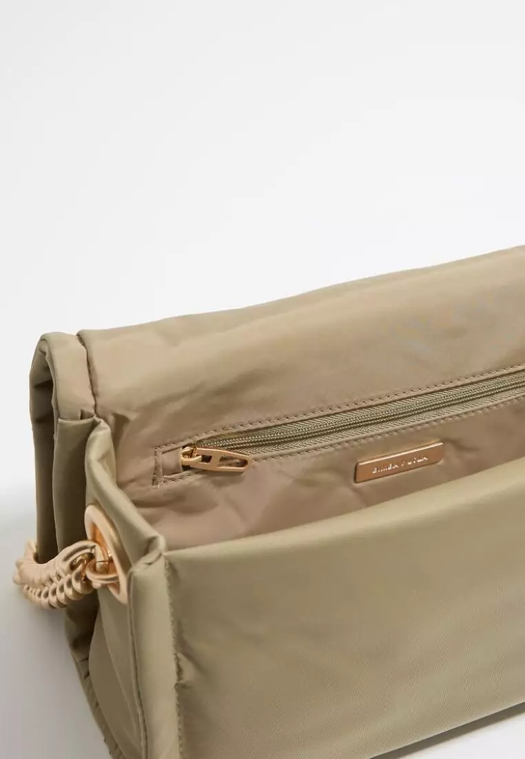 Bimba Y Lola M Light Khaki Nylon Flap Bag