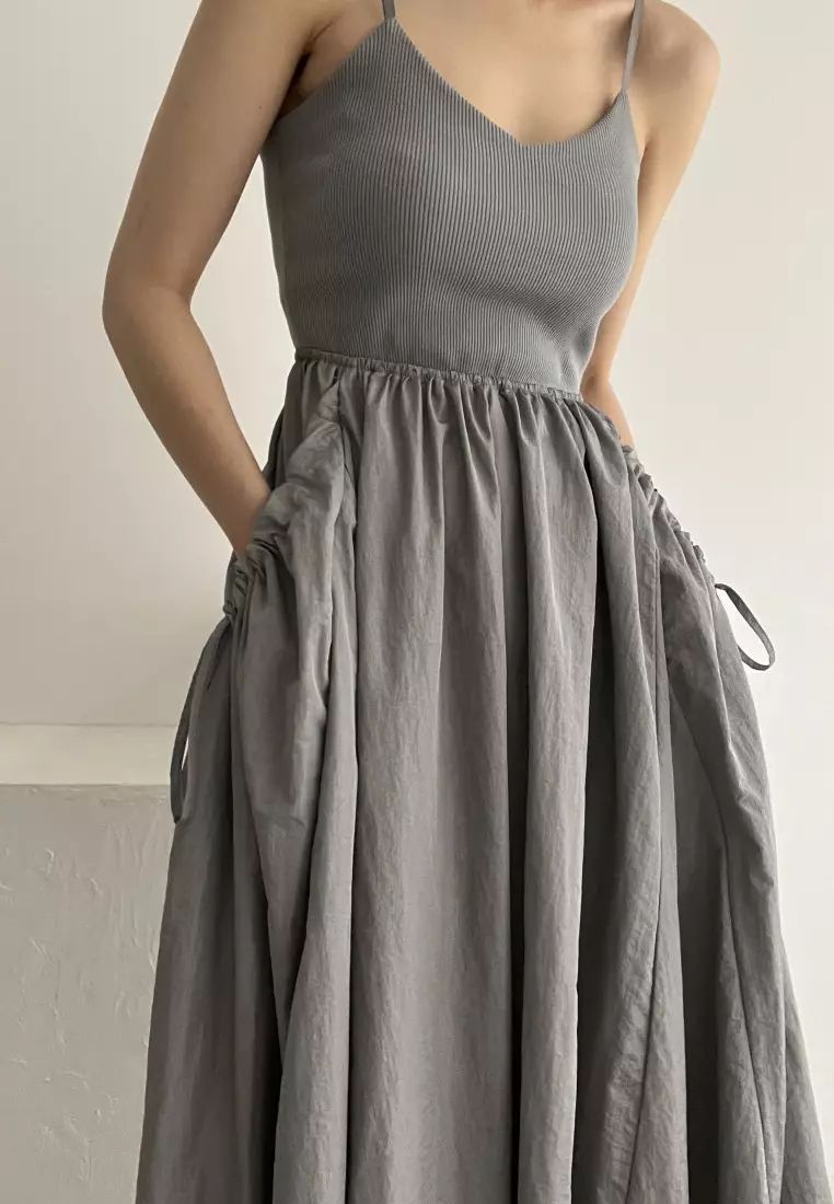 French casual U-neck suspender dress K061301GY