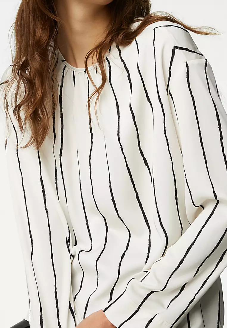Striped Round Neck Blouse