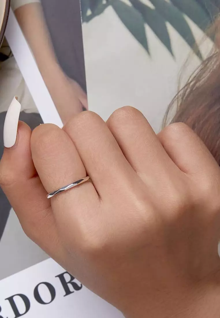 Solid Silver Geometric Slim Ring