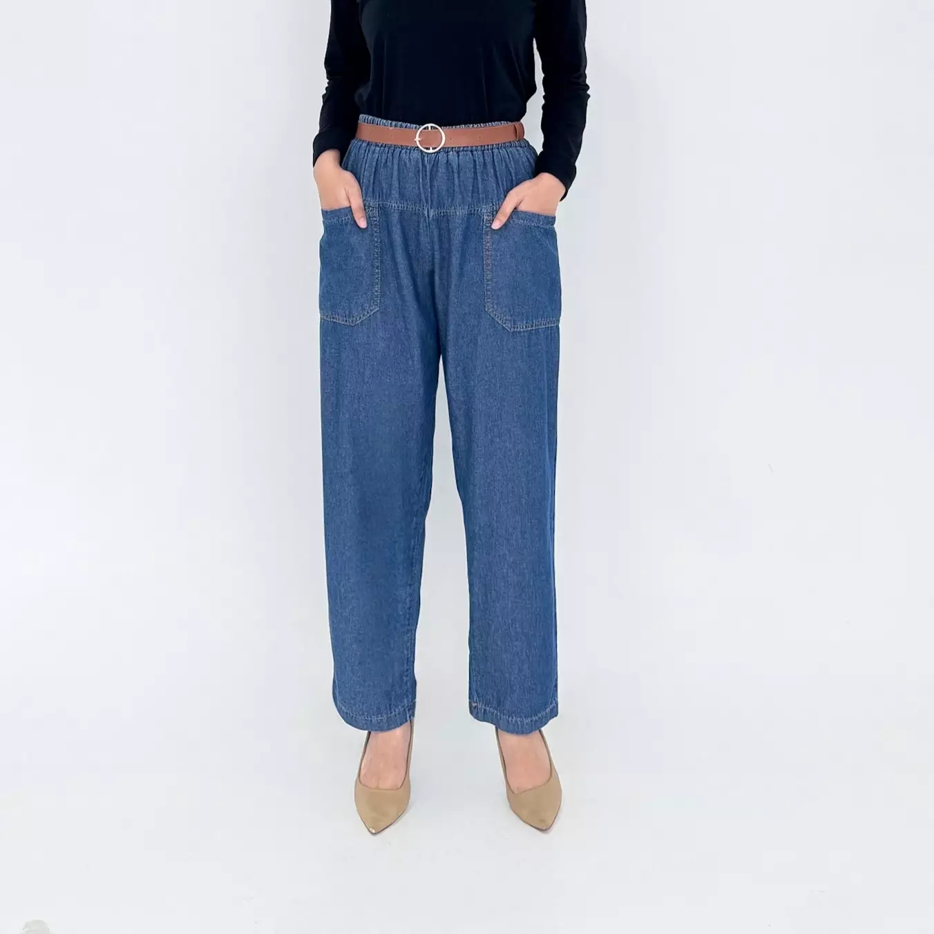 IZZA BAGGY DENIM PANTS Celana Panjang Soft Jeans Wanita