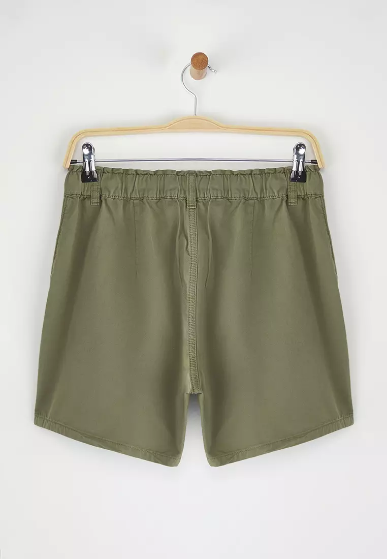 Khaki High Waist City Boy Denim Shorts Twoss25Sr00157