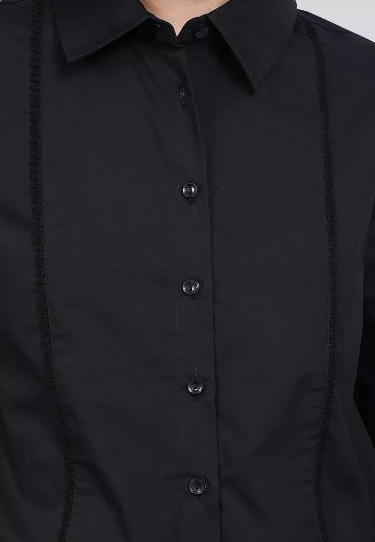 Lace Trim Long Sleeve Blouse