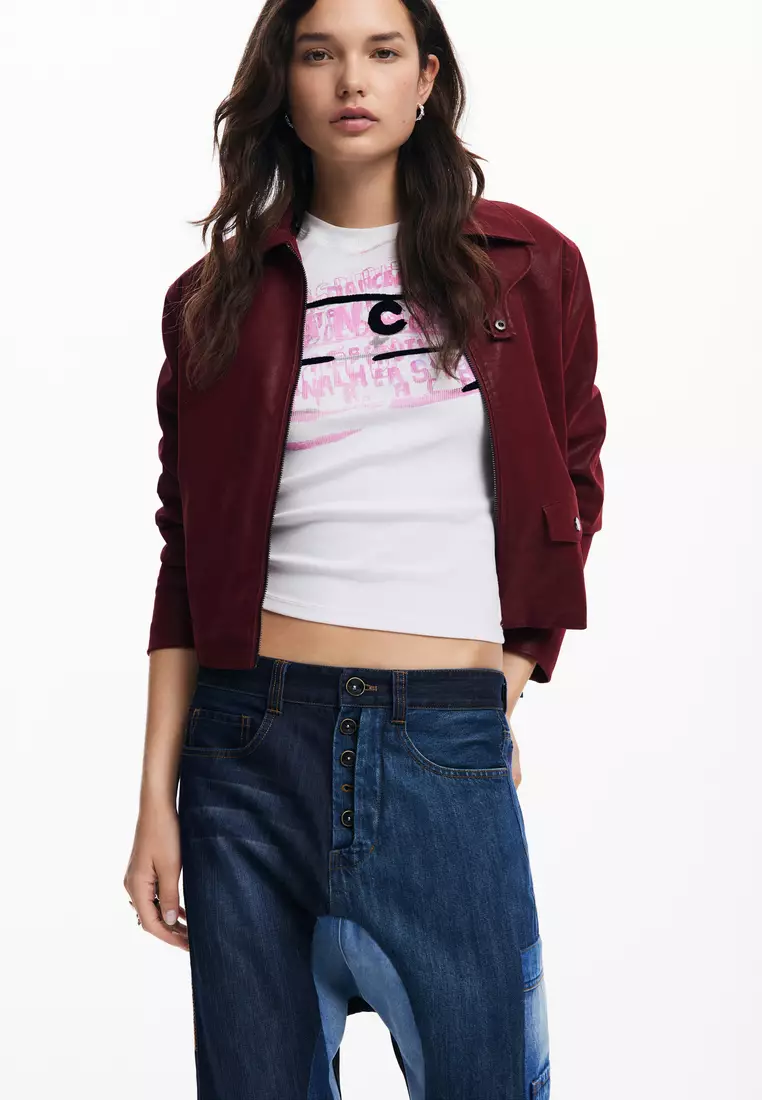 Patch denim pants