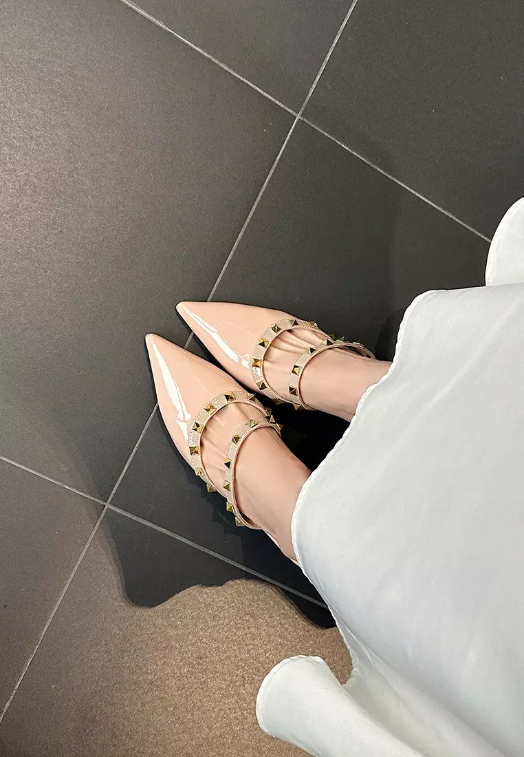 5.5CM Rivet Mid Heel Mules WW833-1