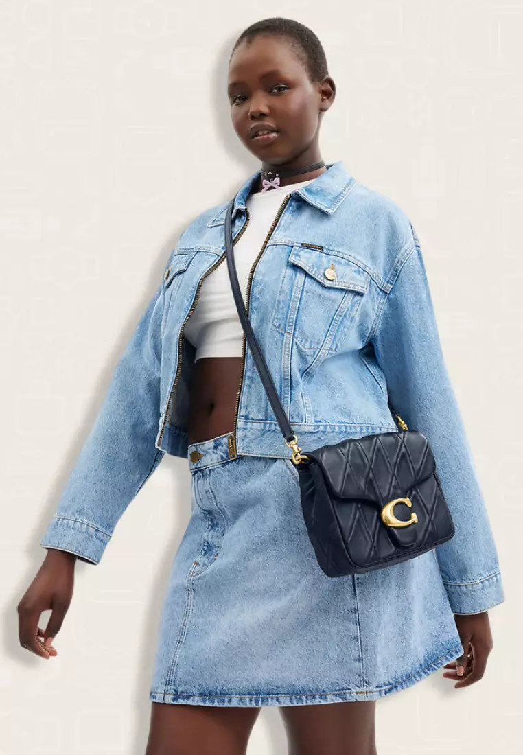 Coach Times Square Tabby Shoulder Bag With Quilting Dare Navy