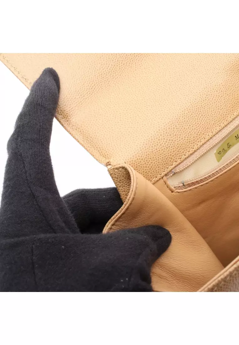 Pre-Loved Chanel coco mark Twist handle Shoulder bag Caviar skin beige gold hardware