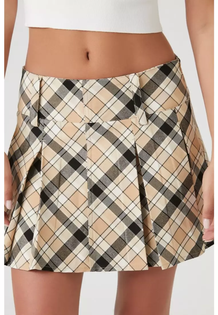 Pleated plaid mini discount skirt forever 21