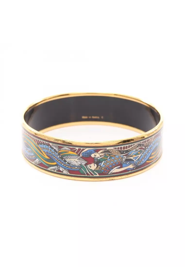 Pre-Loved Hermès Email GM bangle GP Cloisonne gold multicolor