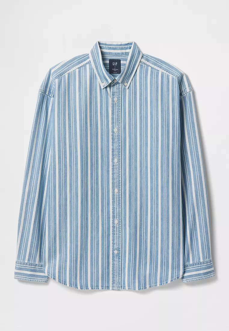Buy GAP Denim Stripe Big Shirt 2025 Online | ZALORA