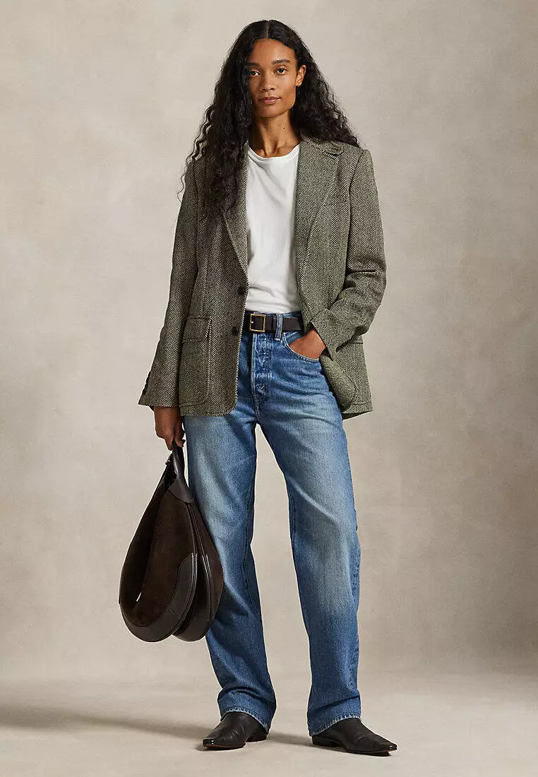 Single-Breasted Herringbone Blazer