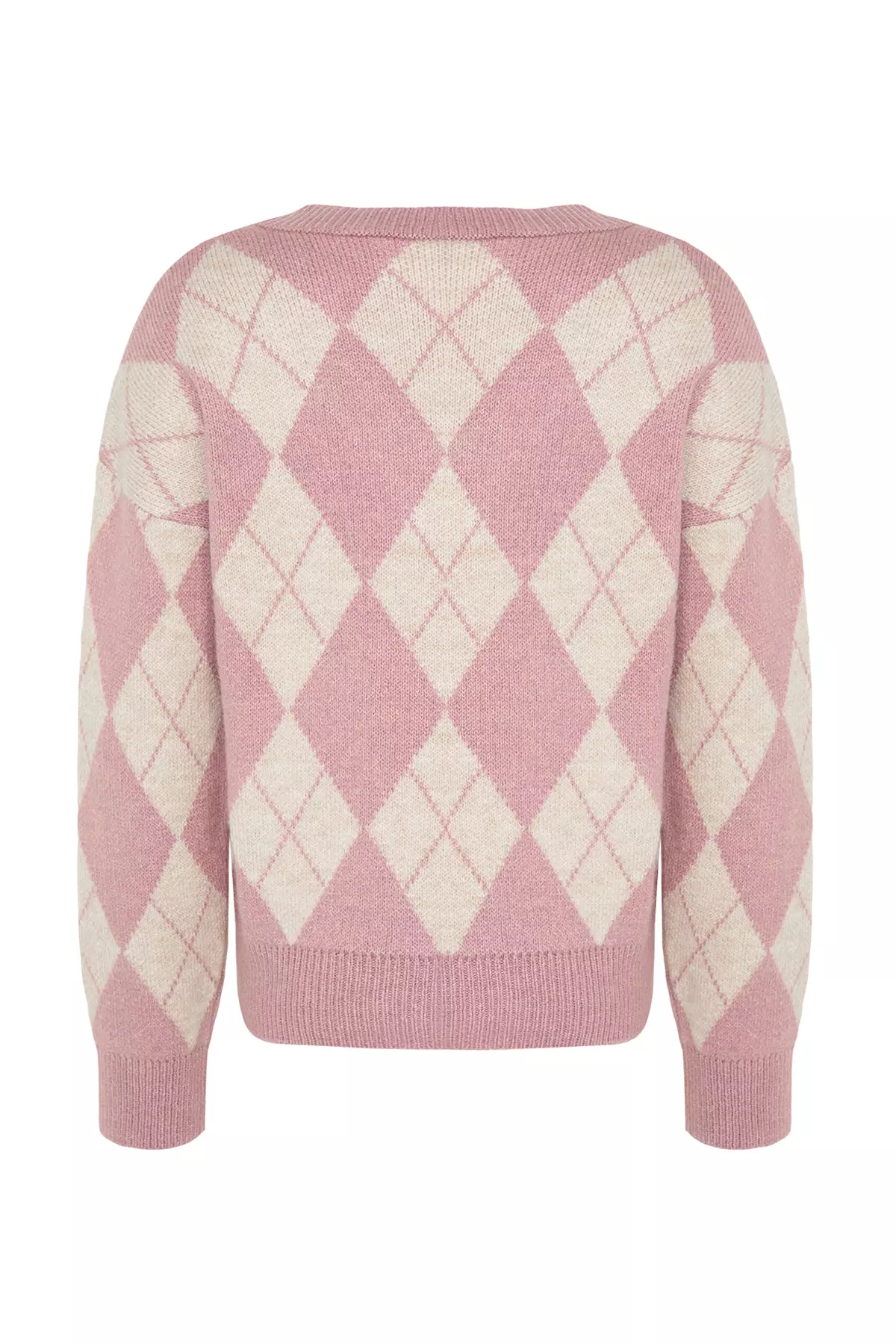 Soft Textured Dried Rose Diamond Knitwear Sweater