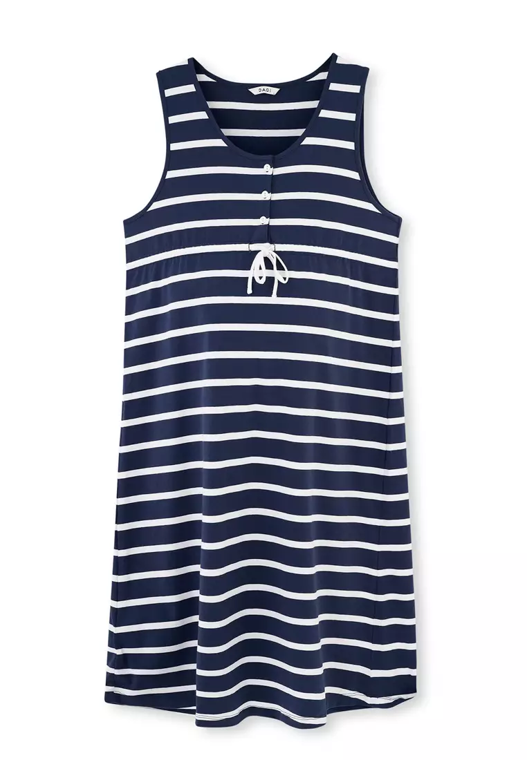 LILIA, Basic Stripe Tank - Navy