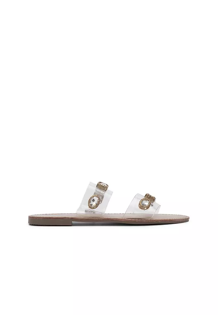 Discount on Nose  shoes - SKU: Bejewelled Flat Slide Sandals