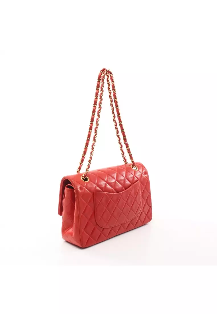 Buy Chanel Pre-loved CHANEL matelasse W flap W chain shoulder bag lambskin  Red gold hardware 2023 Online