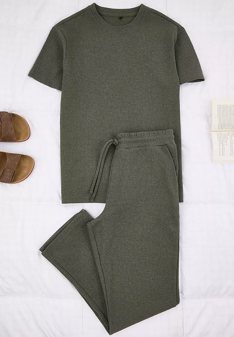 Khaki Regular Cut 3-Pack Textured Tracksuit Set Tmnss26Em00002