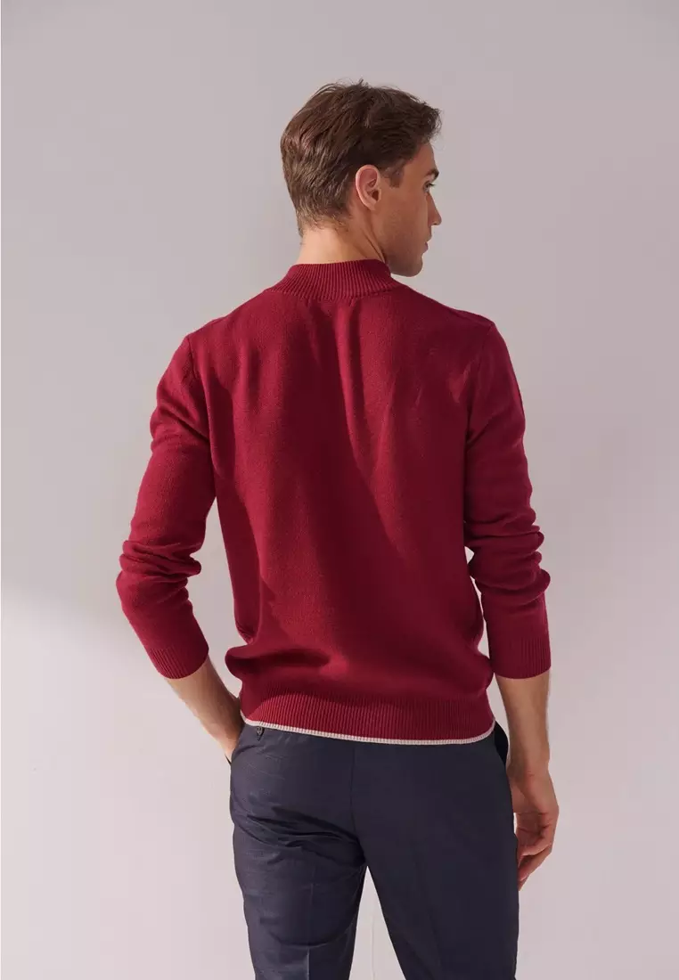 Burgundy Cashmere Quarter-Zip Sweater