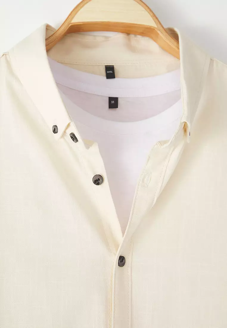 Stone Plus Size Regular Fit Casual Button-down Collar Shirt TMNSS23GO00094